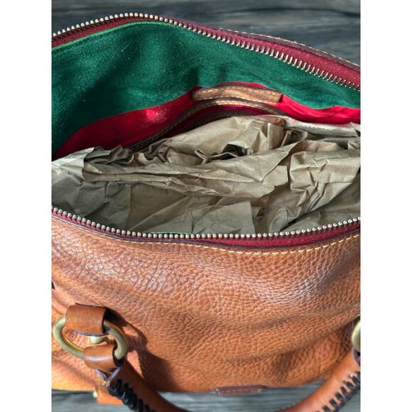 Dooney & Bourke Natural Brown Florentine Leather Satchel Top Handle Bag Purse - Picture 9 of 16